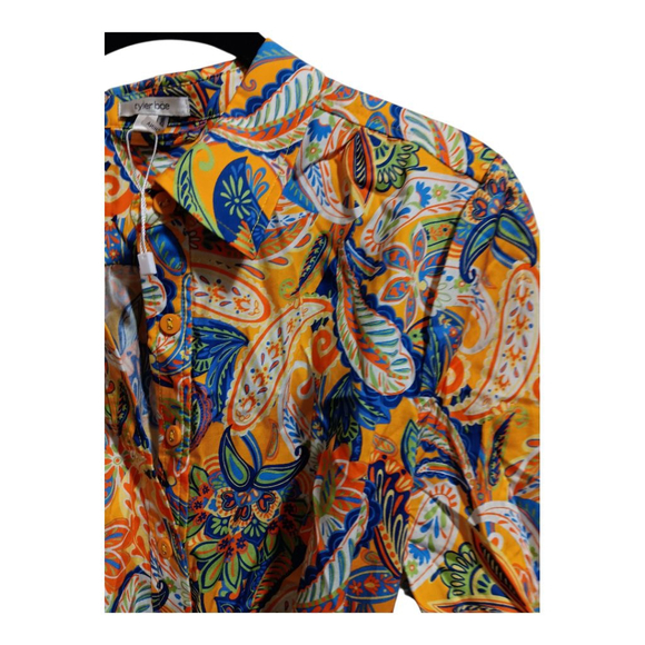 Tyler Boe Ziva Paisley Belted Shirtdres Half Placket Classic Collar - Picture 9 of 14